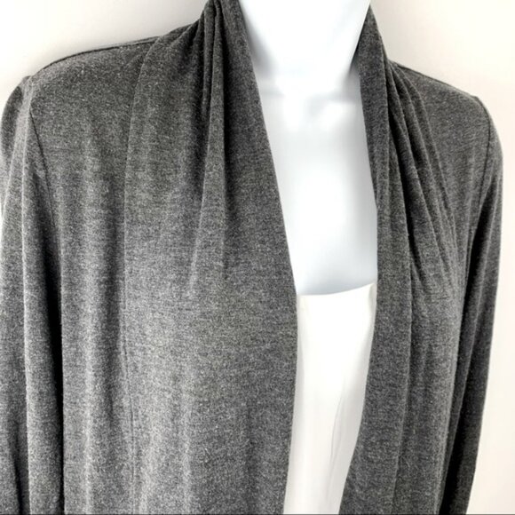 Ann Taylor Grey Open Front Drape Shawl Neck Sweater Cardigan - Picture 13 of 13